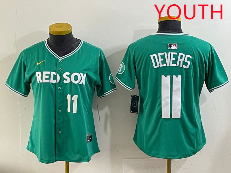 Youth 2025 Boston Red Sox #11 Devers Dark Green Joint Name Nike MLB Jersey style 2->youth mlb jersey->Youth Jersey